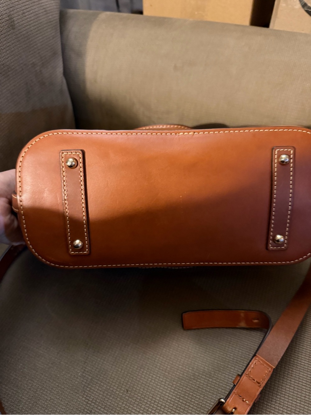 Dooney & Bourke Black Satchel with Brown Trim - Picture 3 of 8